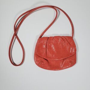 Fossil Women’s Mini Crossbody Bag Burnt Orange Leather Distressed Boho 6.25"